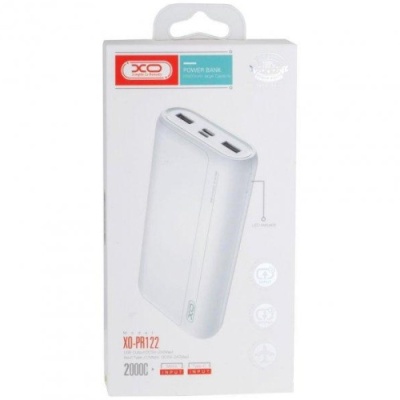 додаткова батарея power bank xo pr122 polymer lamp display 20000 mah (білий) 