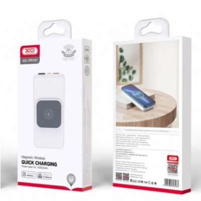 додаткова батарея power bank xo pr161 magnetic wireless 15w qc22.5w pd20w 10000 mah (білий) 