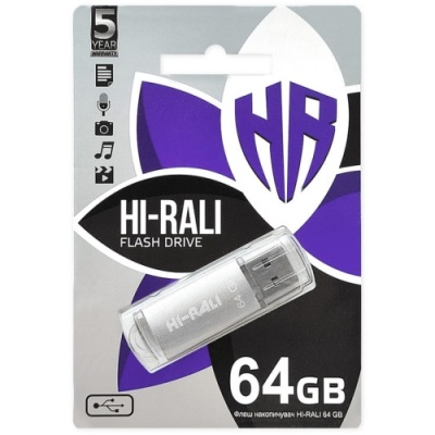 usb флеш-накопичувач hi-rali rocket 64gb (сталевий) 