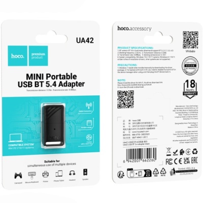 bluetooth-адаптер hoco ua42 usb bt 5.4 (чорний) 