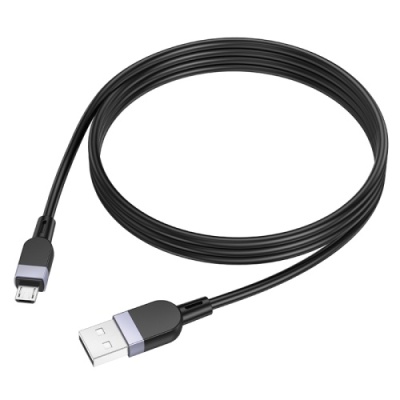 кабель hoco x109 silicone usb - microusb 2.4a/1m (чорний) 