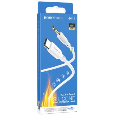 кабель aux borofone bl18 3.5mm(male) - type-c(male) 1m (білий) 