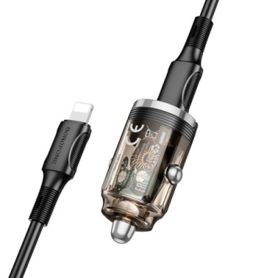Автомобільний Зарядний Пристрій Borofone BZ29 1Type-C/30W/PD + (Type-C - Lightning) (Чорний)