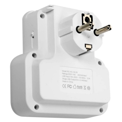мережевий розгалужувач xo wl-09 eu 2ac+2usb (білий) 