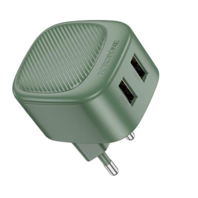 мережевий зарядний пристрій borofone bas21a special 2usb/10.5w/2a (зелений) 