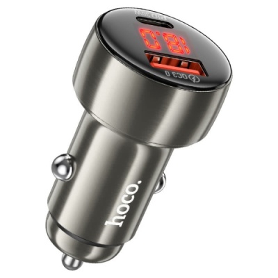 Автомобільний Зарядний Пристрій Hoco Z50 PD30W+QC3.0 (1Type-C/1USB/3A/48W) (сірий)