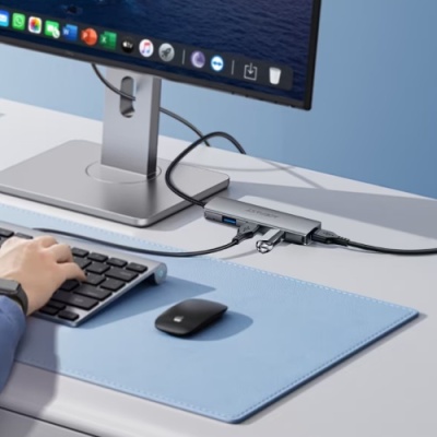 usb hub acefast j17 4in1 (сірий) 