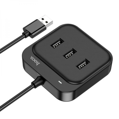 usb hub hoco hb31 easy 4-in-1 converter (usb to usb2.0*4) 1,2m. black 