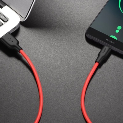 кабель hoco x21 plus silicone usb - type-c 3.0a/1m (чорно-червоний) 