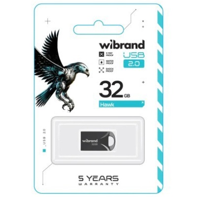 usb флеш-накопичувач wibrand 32gb hawk (чорний) 