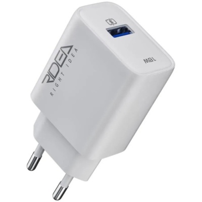 мережевий зарядний пристрій ridea rw-18121 rapid 1usb qc 18w+type-c (бiлий) 