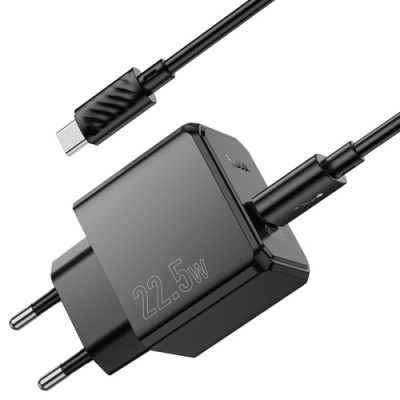 мережевий зарядний пристрій hoco cs17a 1usb/22.5w/qc3.0 + (usb - type-c) multi-protocol (чорний) 