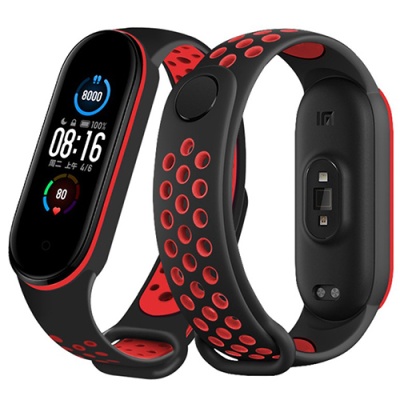 ремінець для xiaomi mi band 5/6/7 (sport) black/red 