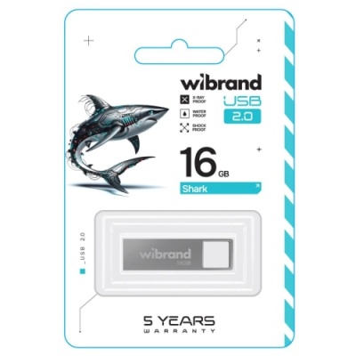usb флеш-накопичувач wibrand 16gb shark (срібло) 