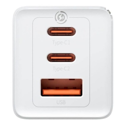 мережевий зарядний пристрій baseus gan5 pro fast charger (ccgp120202) eu 1usb/60w/qc4.0 + 2type-c/65w/pd + (type-c - type-c) 100w/1m (білий) 