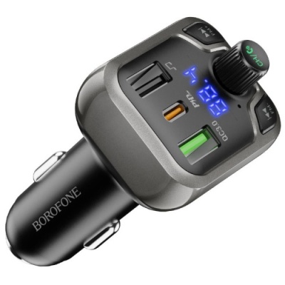 FM Модулятор Borofone BC38 Flash Energy PD20W+QC3.0 2USB (Чорний)