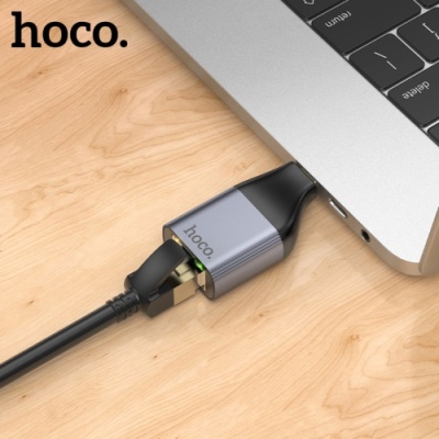 перехідник hoco ua35 type-c to rj45 10/100mbps (сiрий) 