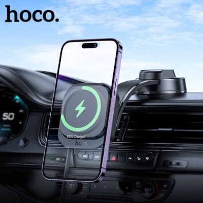 Автотримач Hoco HW24 Magnetic Wireless 15W (Чорний)