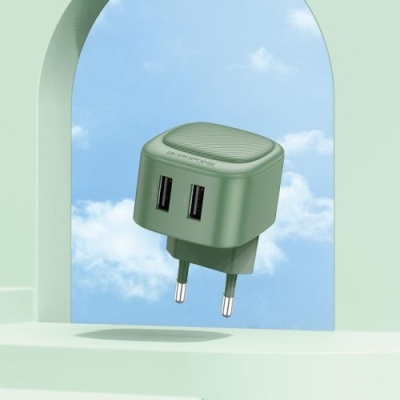 мережевий зарядний пристрій borofone bas21a special 2usb/10.5w/2a (зелений) 