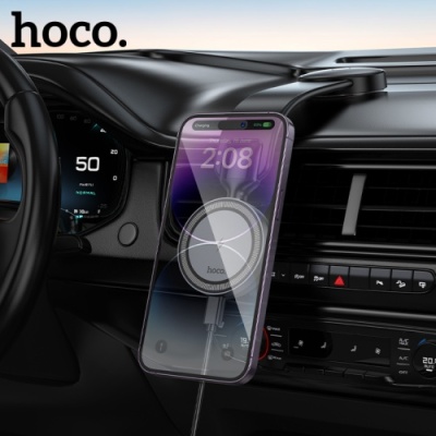 Автотримач Hoco HW29 Magnetic Ring Wireless 15W (Чорно-Сiрий)