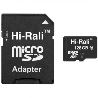 карта пам'яті hi-rali microsdxc 128gb uhs-3 10 class + adapter (чорний) 