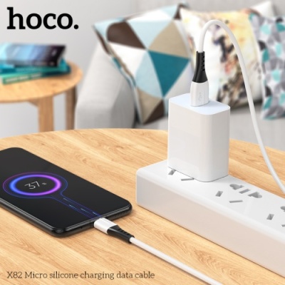 кабель hoco x82 silicone usb - microusb 2.4a/1m (білий) 