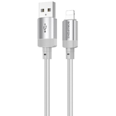 кабель borofone bx108 silicone usb - lightning 2.4a/1m (сірий) 