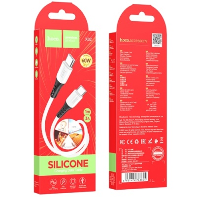 кабель hoco x82 silicone type-c - type-c 60w 3a/1m (білий) 