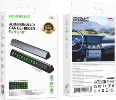 Автовізитка парковочна для мобільного номера Borofone FC3 (Чорно-сірий)