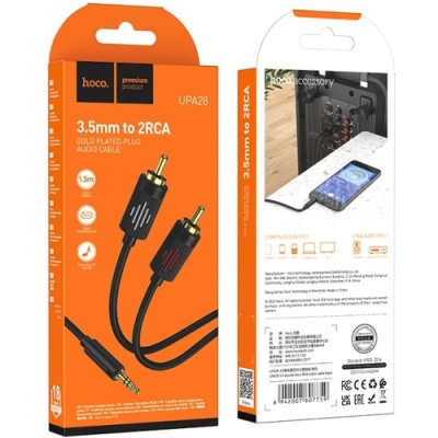 кабель aux hoco upa28 3.5mm to 2*rca 1.5m (чорний) 