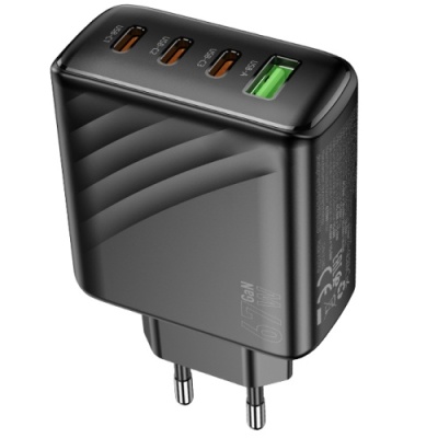 мережевий зарядний пристрій hoco cs27a pd67w+ qc3.0 (1usb/3type-c) (чорний) 