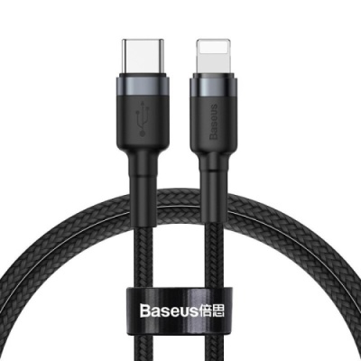 кабель baseus cafule (pd) type-c - lightning 20w/1m (catlklf-g1) (black) 