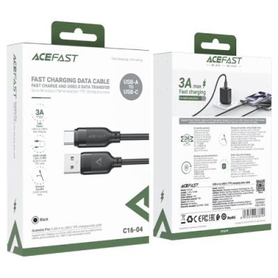 кабель acefast c16-04 usb - type-c (1.2м) (чорний) 