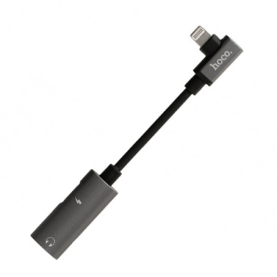 перехідник hoco ls18 lightning - (lightning audio+lightning charge) (сірий) 
