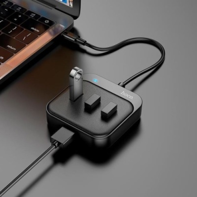usb hub hoco hb31 easy 4-in-1 converter (type-c to usb2.0*4) 0,2m. black 
