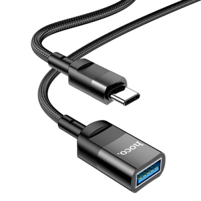 подовжувач usb hoco u107 type-c male to usb female usb3.0 (чорний) 