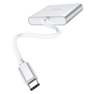 usb hub hoco hb14 type-c to usb3.0+hdmi+pd (сірий) 
