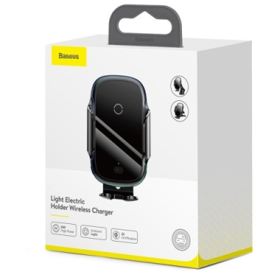 Автотримач з бездротовою зарядкою Baseus Wireless Charger Light Electric Car Mount (WXHW03-01) Black