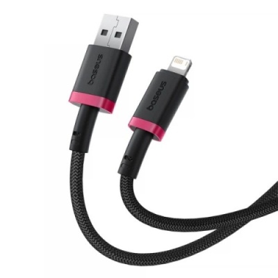 кабель baseus dura series fast charging usb - lightning 2.4a/1m (p10377801u01-01) (black/red) 