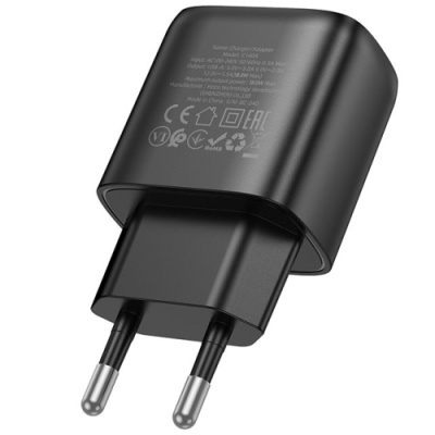 мережевий зарядний пристрій hoco c140a 1usb/18w/qc3.0 (чорний) 