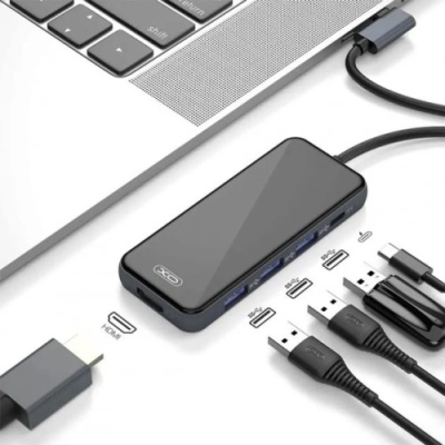usb hub xo hub002 type-c (чорний) 