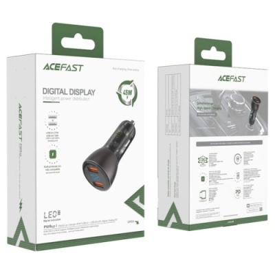 Автомобільний Зарядний Пристрій Acefast B7 QC 3.0 (2 USB/2,4A/45W) (чорний)