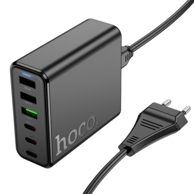 мережевий зарядний пристрій hoco c133a 75w 1usb/18w/qc3.0 + 1type-c/45w/pd (чорний) 