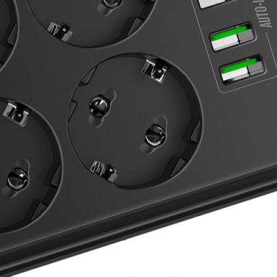 мережевий подовжувач ldnio se6403 4usb (чорний) 