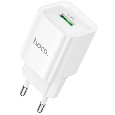 мережевий зарядний пристрій hoco c145a 1usb/18w/qc3.0 (білий) 