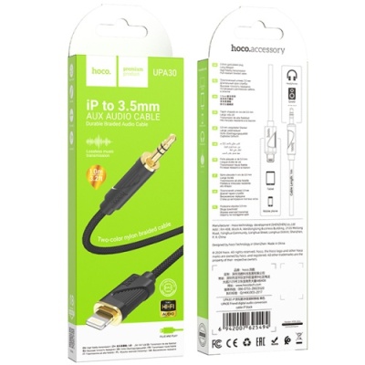 кабель aux hoco upa30 3.5mm(male) - lightning(male) 1m (чорний) 