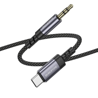 кабель aux borofone bl24 3.5mm(male) - type-c(male) 1m (сірий) 
