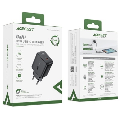 мережевий зарядний пристрій acefast a21 pd30w (1type-c) (чорний) 