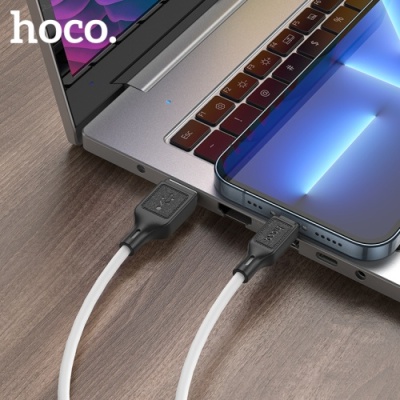 кабель hoco x90 cool silicone usb - lightning 2.4a/1m (білий) 