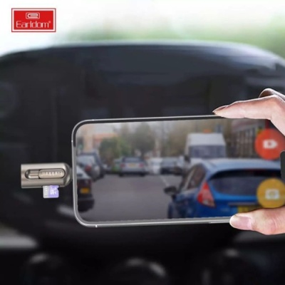 перехідник картрідер earldom et-ot103 usb to lightning + tf card black 